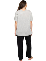 Women's Plus Size Eeyore Butterfly Gray T-Shirt & Black Pajama Pants Lounge Set