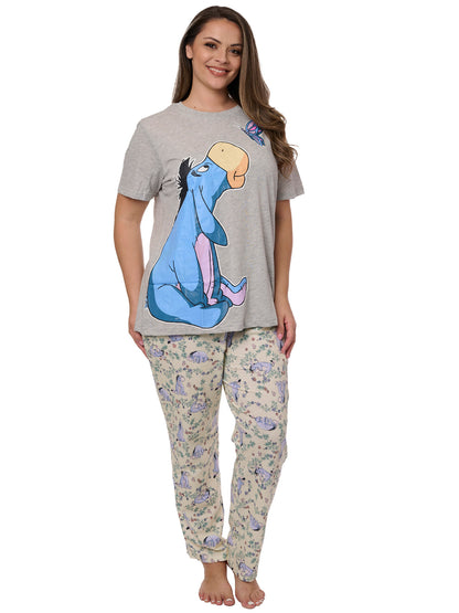 Disney Eeyore Butterfly T-Shirt & Watercolor Pajama Pants Women's Plus Size Set