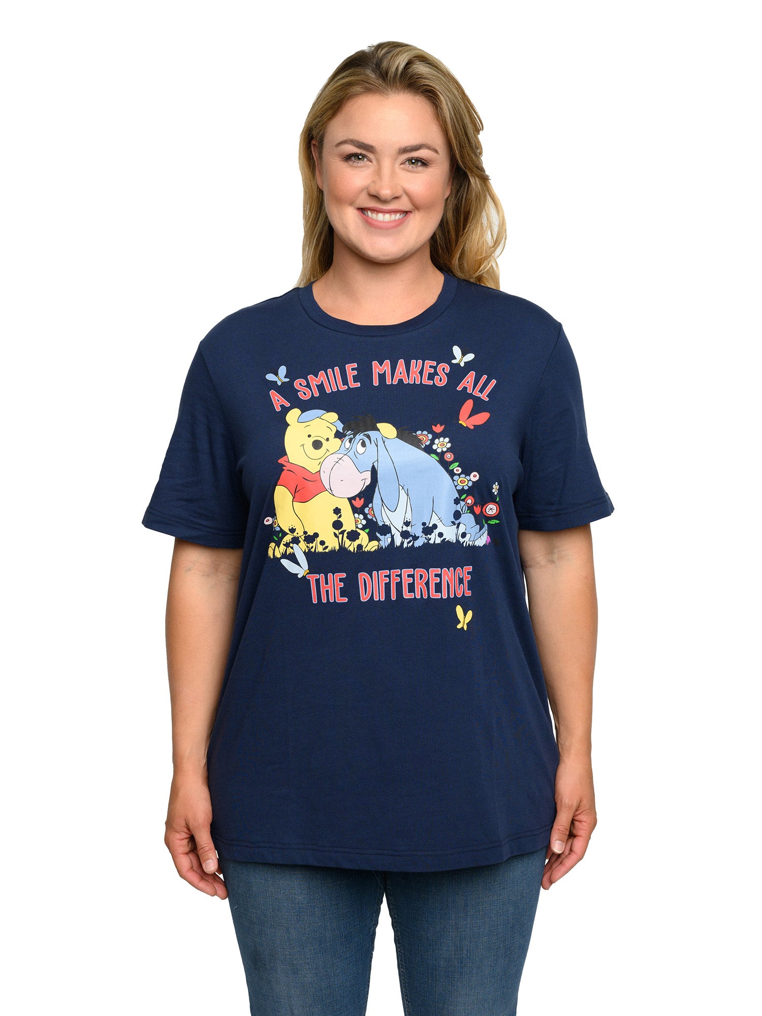 Women's Plus Size Disney Winnie The Pooh & Eeyore T-Shirt Navy (Size 1X Only)
