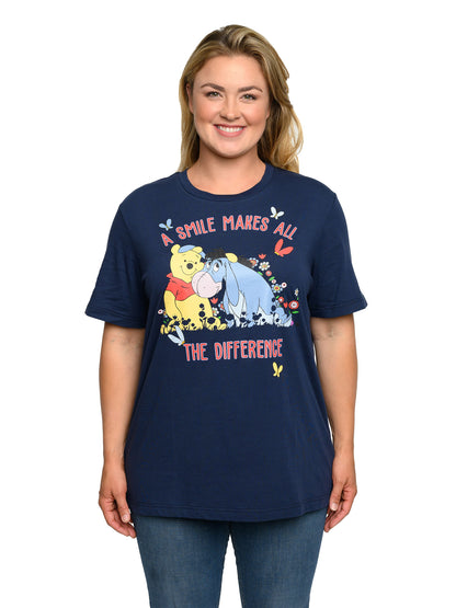 Women's Plus Size Disney Winnie The Pooh & Eeyore T-Shirt Navy (Size 1X Only)