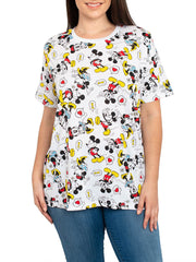 Women's Plus Size Mickey & Minnie Mouse All-Over T-Shirt Short Sleeve White