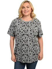 Women's Plus Size Minnie Mouse Hearts All-Over T-Shirt Gray
