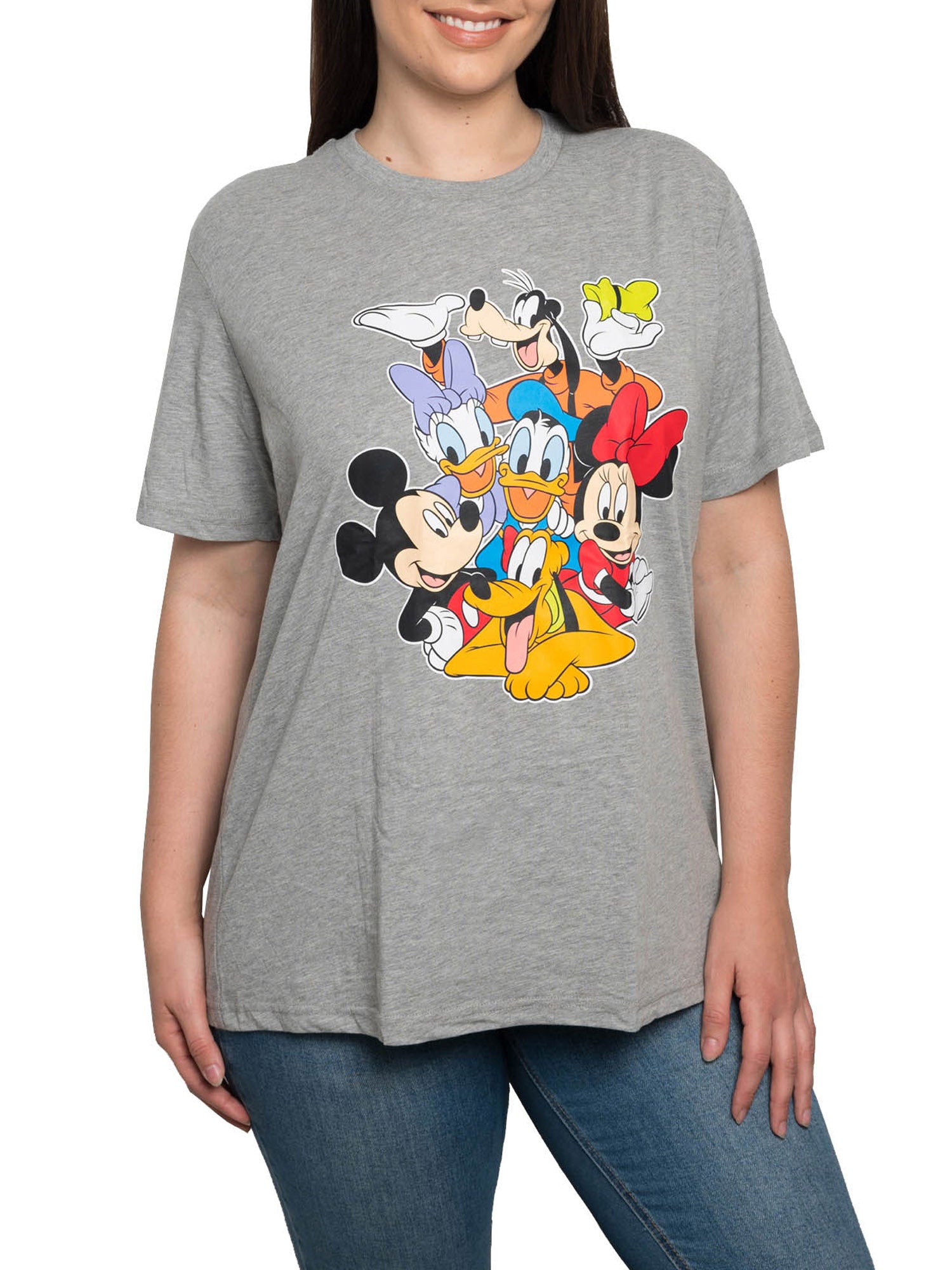 Women's Plus Size Mickey Mouse & Friends T-Shirt Gray Minnie Daisy Pluto