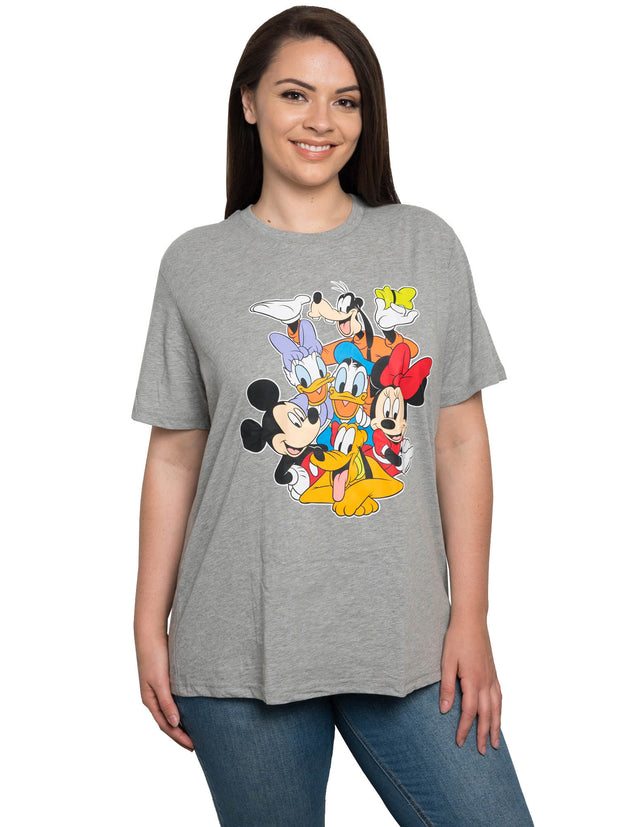 Women's Plus Size Mickey Mouse & Friends T-Shirt Gray Minnie Daisy Pluto