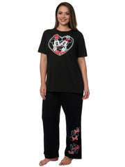 Mickey & Minnie Mouse Heart T-Shirt w/ Pajama Pants Lounge Wear Plus Size Set