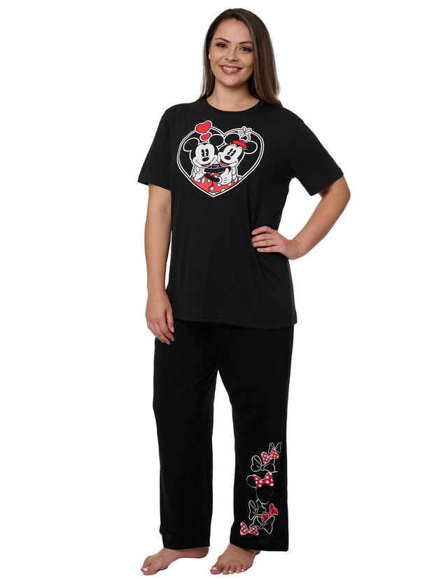 Mickey & Minnie Mouse Heart T-Shirt w/ Pajama Pants Lounge Wear Plus Size Set