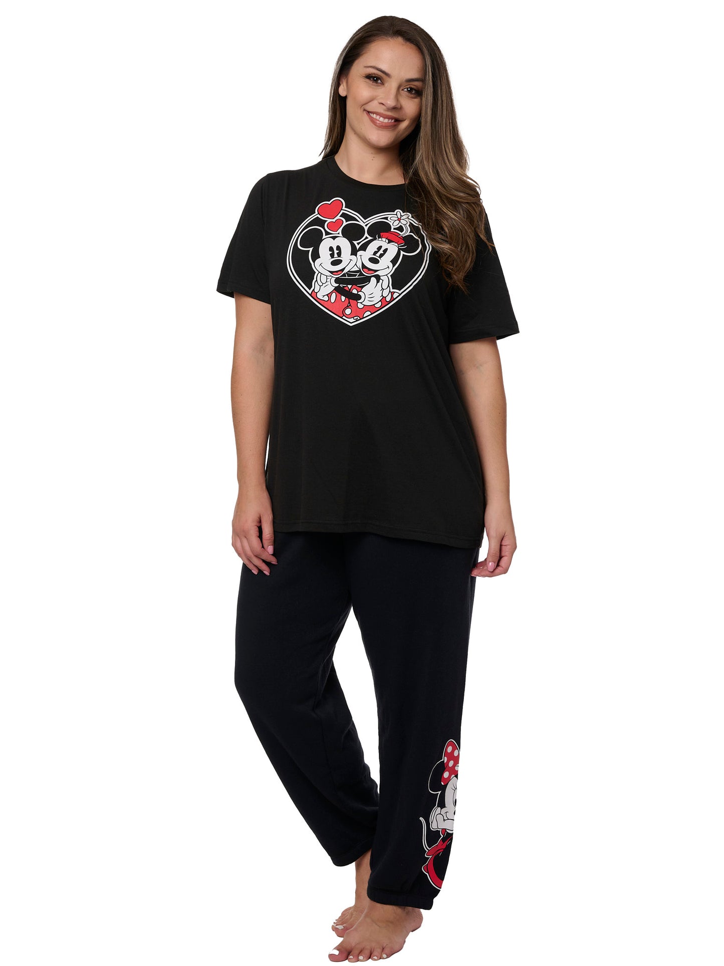 Minnie & Minnie Mouse Heart T-Shirt w/ Disney Fleece Jogger Pants Plus Size Set