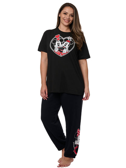 Minnie & Minnie Mouse Heart T-Shirt w/ Disney Fleece Jogger Pants Plus Size Set