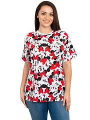 Minnie Mouse T-Shirt Faces All-Over Print Disney Women's Plus Size Red White