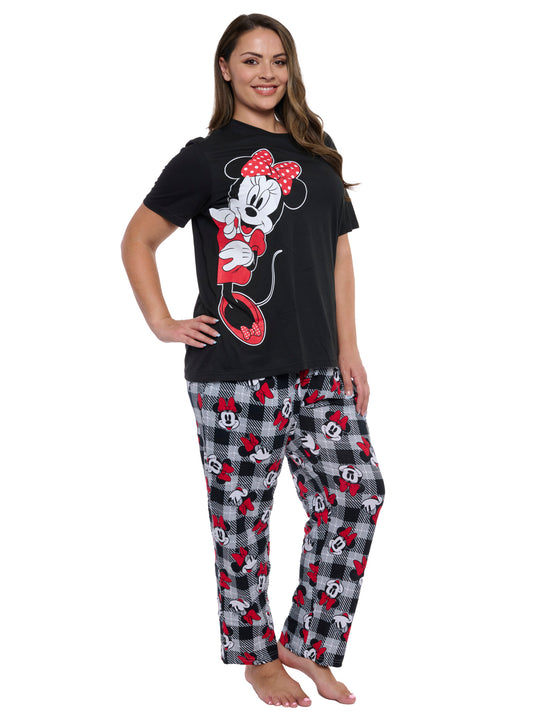Women's Plus Minnie Mouse T-Shirt & Pants Pajama Set Sleepwear 2-Pieces