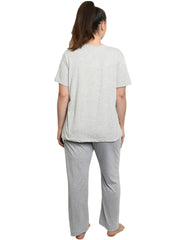 Womens Plus Size Disney Minnie Mouse T-Shirt & Lounge Pants Bow Pajama Gray Set