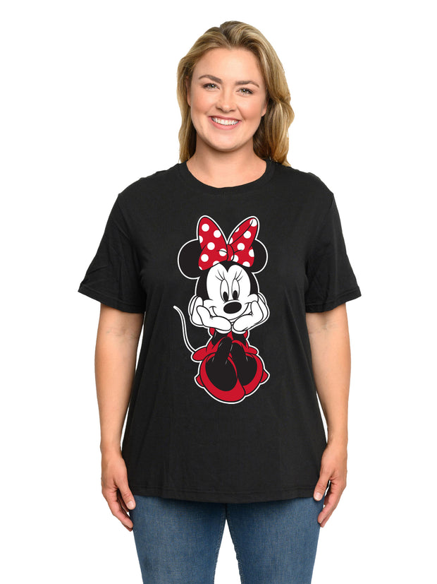 Women's Plus Size Minnie Mouse Sitting T-Shirt & Lounge Pants Black 2-Piece Set