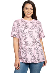 Minnie Mouse T-Shirt Sketch All-Over Print Pink Women's Plus Size Disney