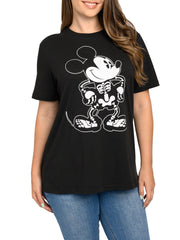 Women's Plus Size Disney Mickey Mouse Halloween T-Shirt Skeleton Black