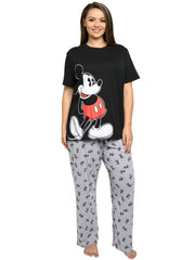 Disney Womens Plus Size Mickey Mouse T-Shirt & Pajama Pants Lounge Wear Black