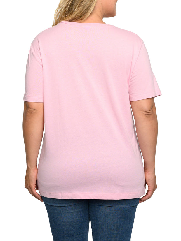 Disney Plus Size Women's Mickey & Minnie Mouse T-Shirt Pink Back To Back