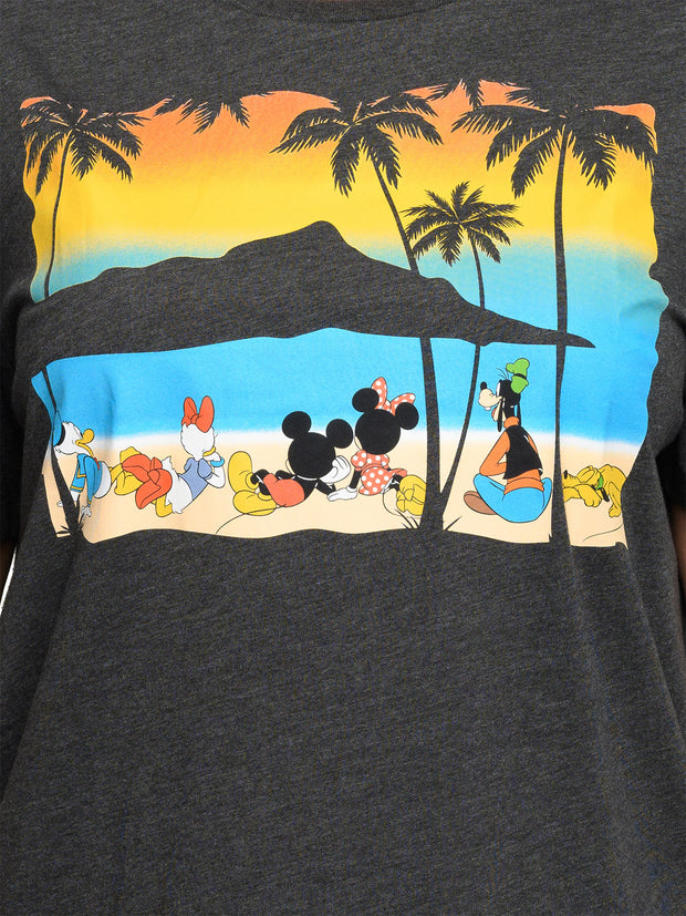 Mickey Minnie Mouse T-Shirt Sunset Womens Plus Size Disney Goofy Daisy Donald