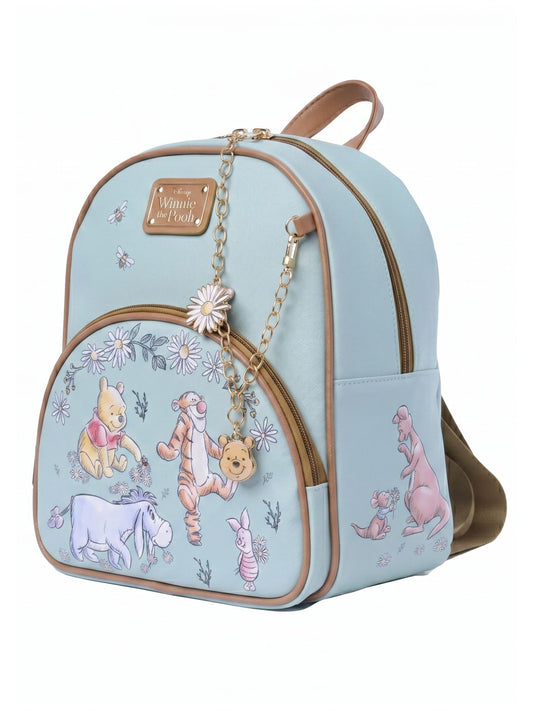 Winnie the Pooh Mini Backpack Sketch Floral Disney Bag with Detachable Charm