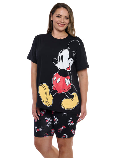 Women's Plus Mickey Mouse T-Shirt & Bike Shorts 2-Piece Set Disney
