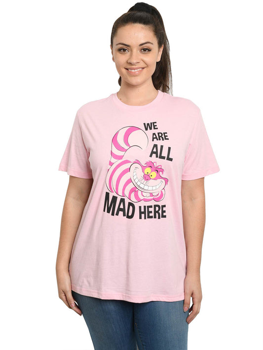 Disney Cheshire Cat Alice in Wonderland T-Shirt Pink Women's Plus Size