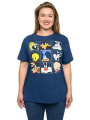 Women's Looney Tunes T-Shirt Plus Size Bugs Bunny Blue Daffy Sylvester Tweety