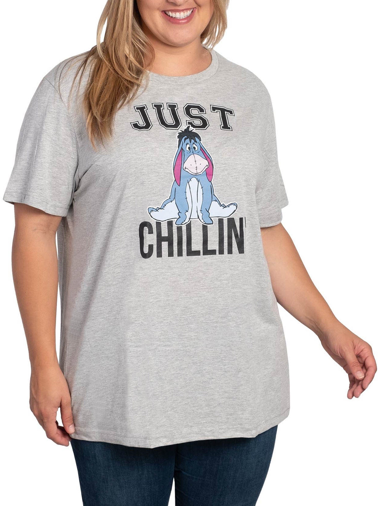 Women's Plus Size Eeyore Gray T-Shirt & Black Pajama Pants Set (1X Only)