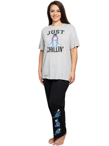 Women's Plus Size Eeyore Gray T-Shirt & Black Pajama Pants Set (1X Only)