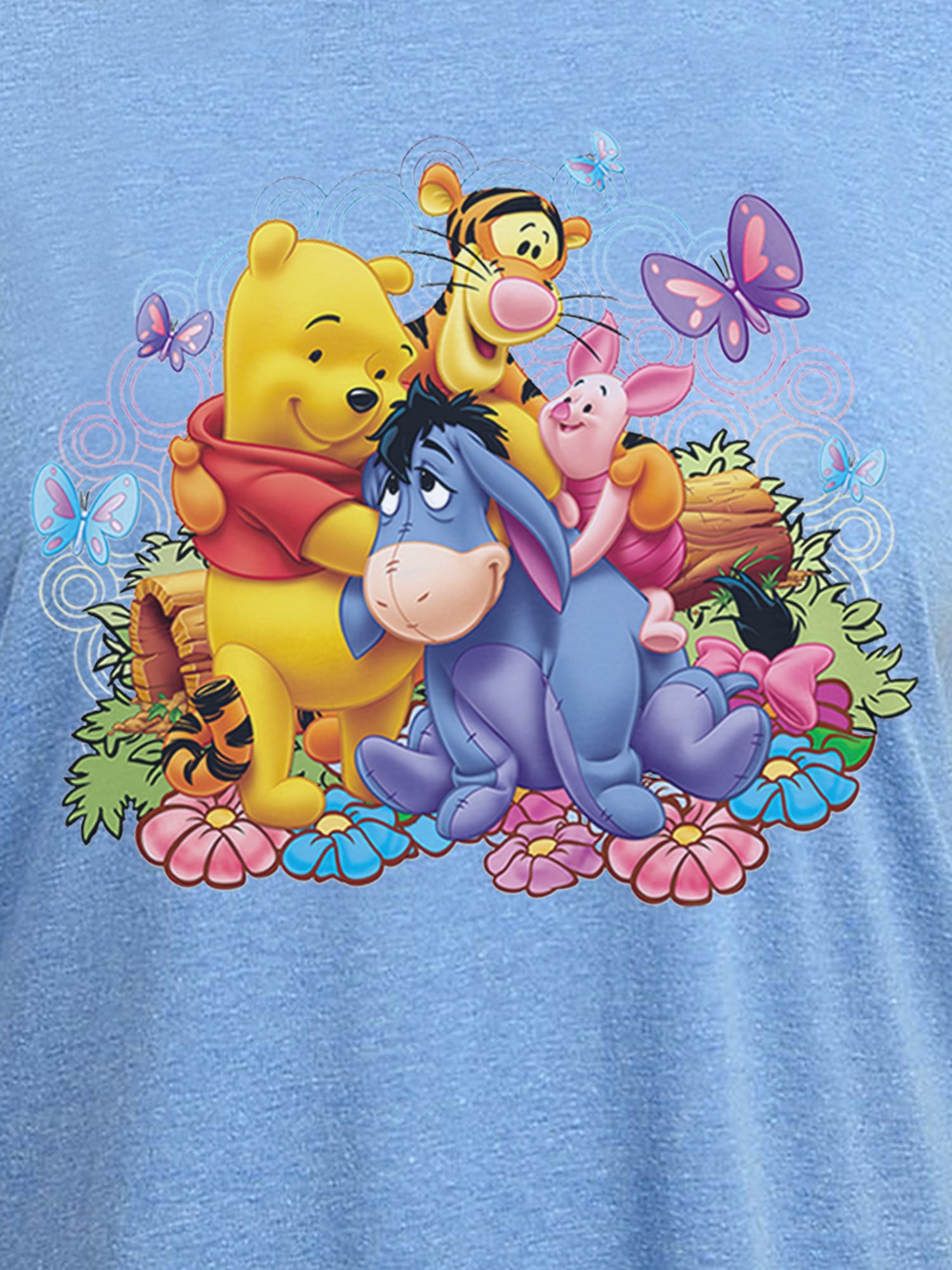 Womens Plus Size Winnie The Pooh Eeyore Tigger Piglet T-Shirt Blue