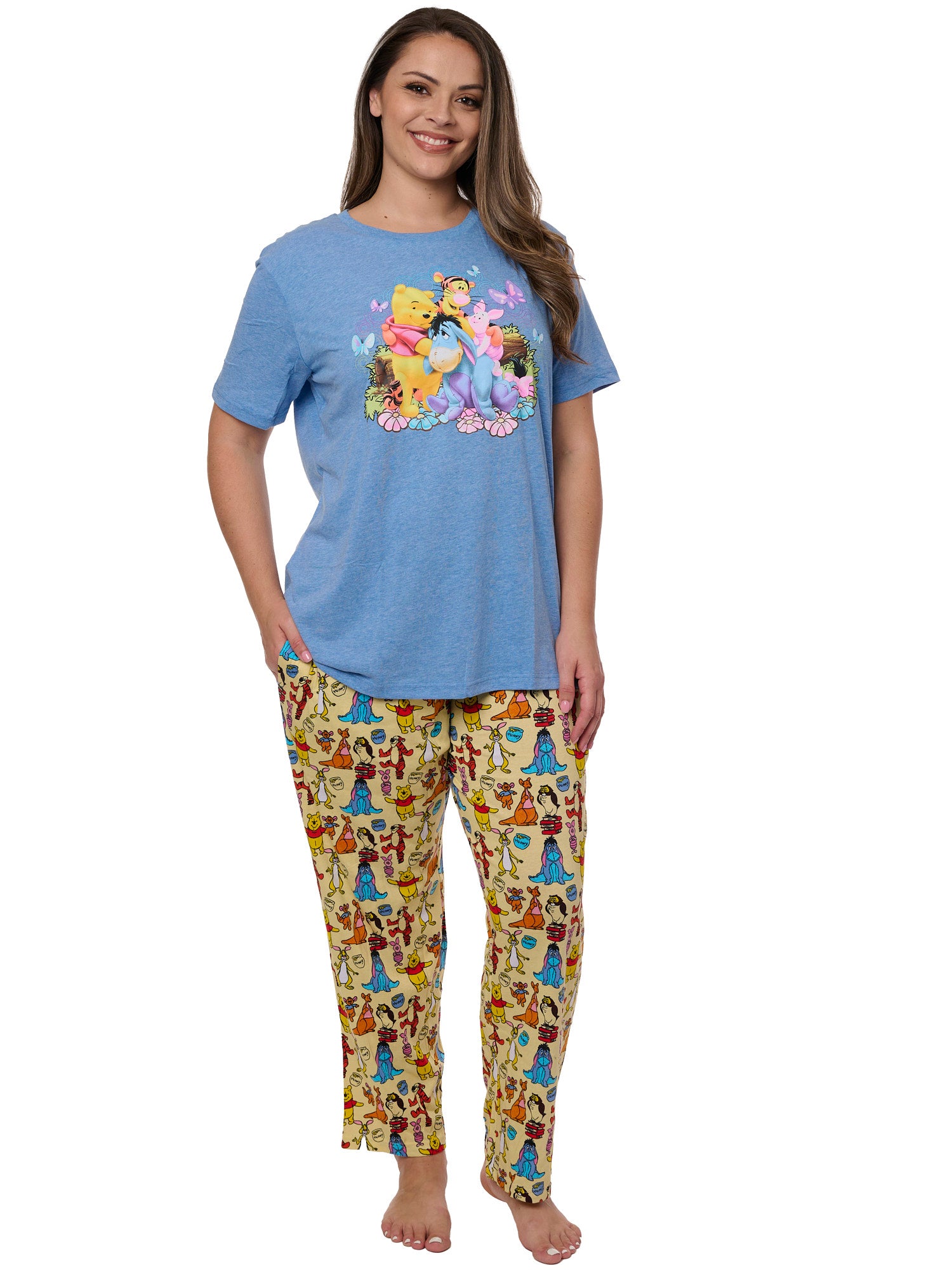 Women's Plus Winnie The Pooh Friends T-Shirt and Lounge Pants 2Pc Set Disney