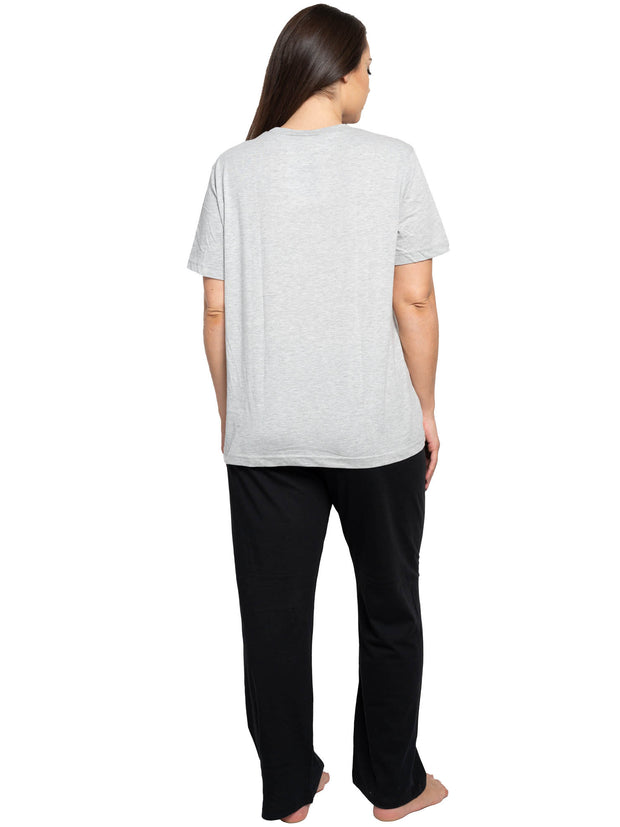 Women's Plus Size Christmas Eeyore Pajamas Shirt Gray & Black Lounge Pants Set