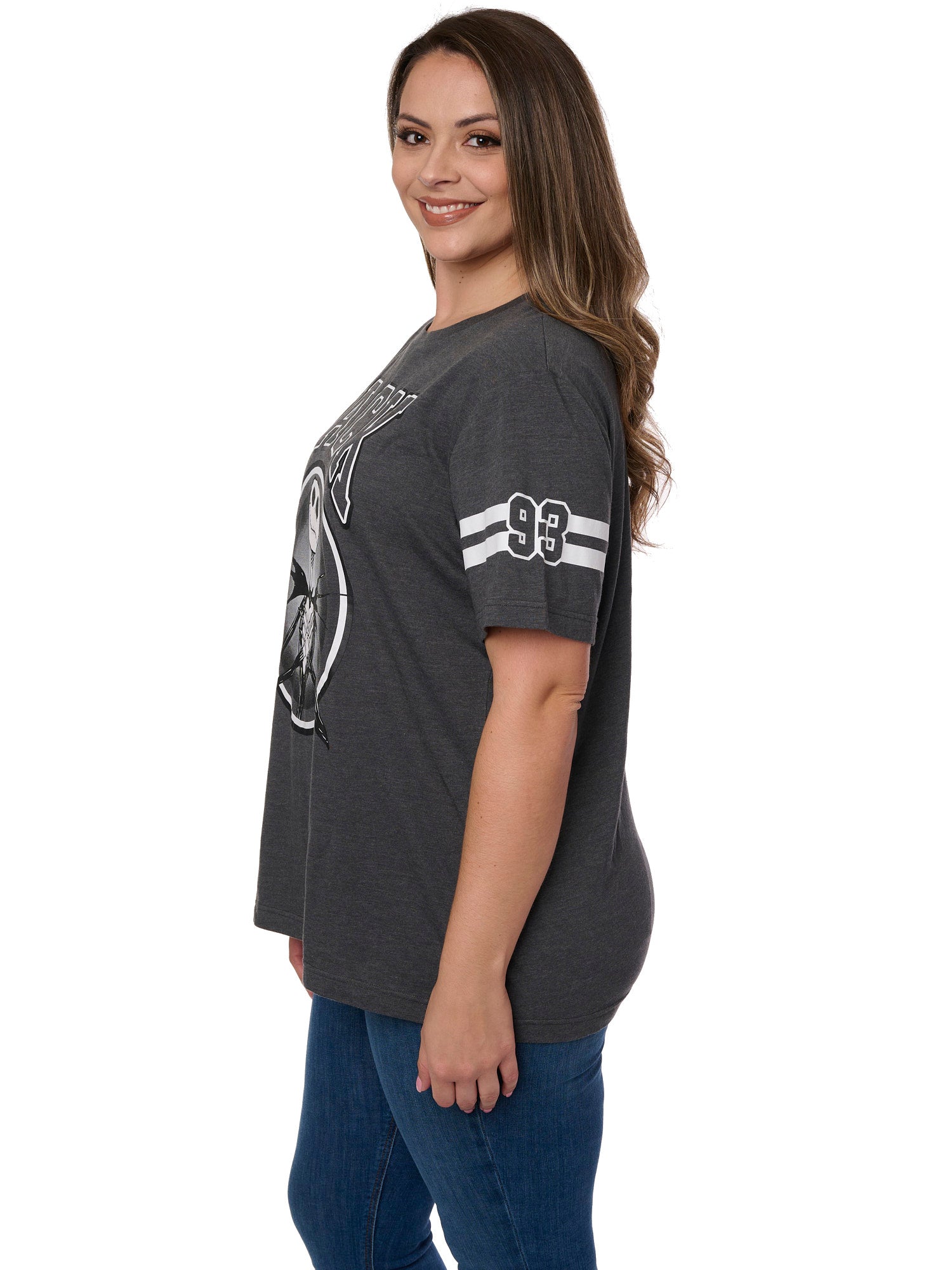Womens Plus Size Jack Skellington T-Shirt Nightmare Before Christmas Disney Gray