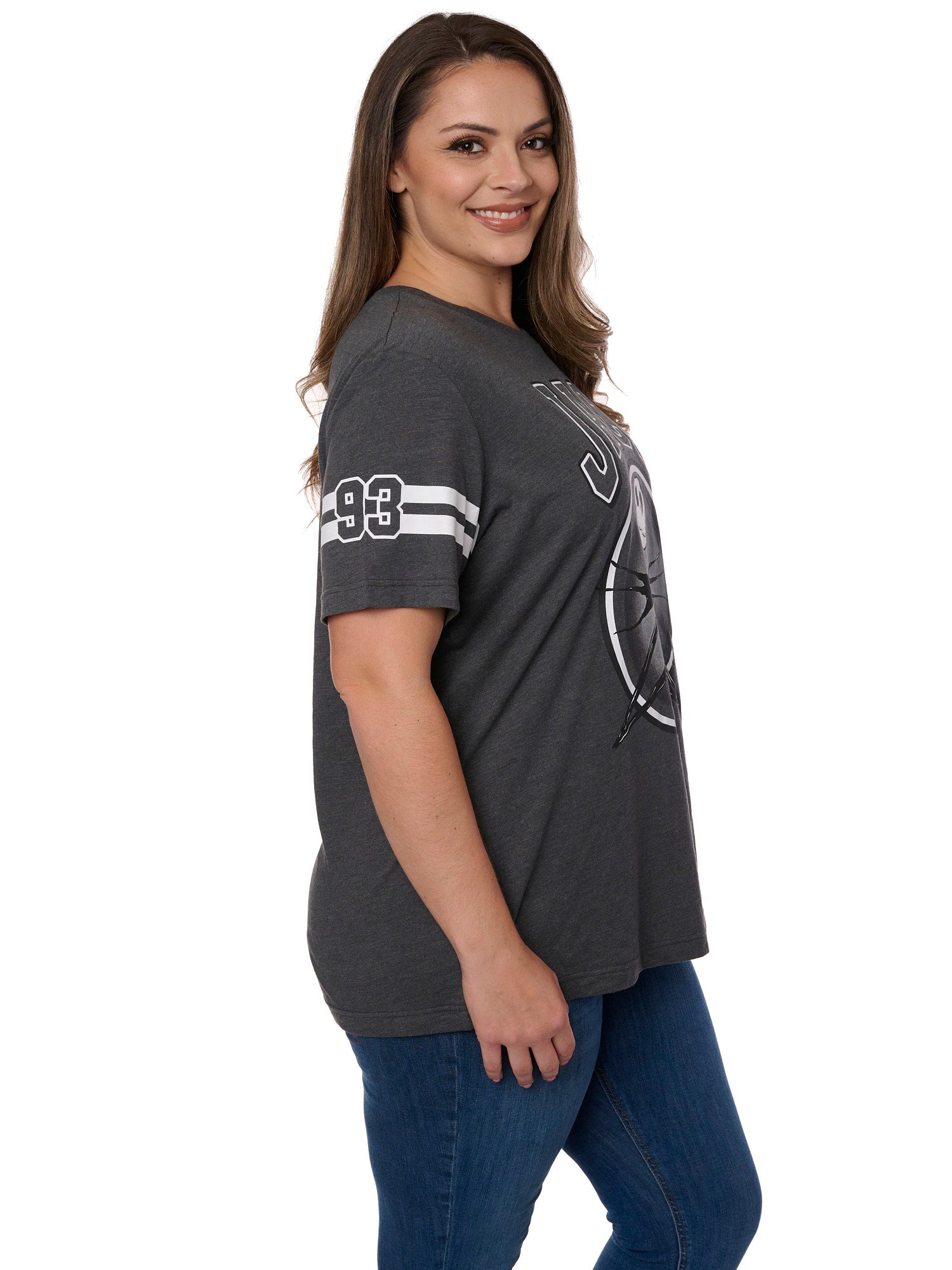 Womens Plus Size Jack Skellington T-Shirt Nightmare Before Christmas Disney Gray