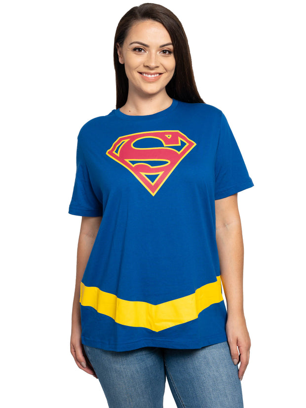 Supergirl T-Shirt Costume Tee Women's Plus Superhero DC Comics Blue