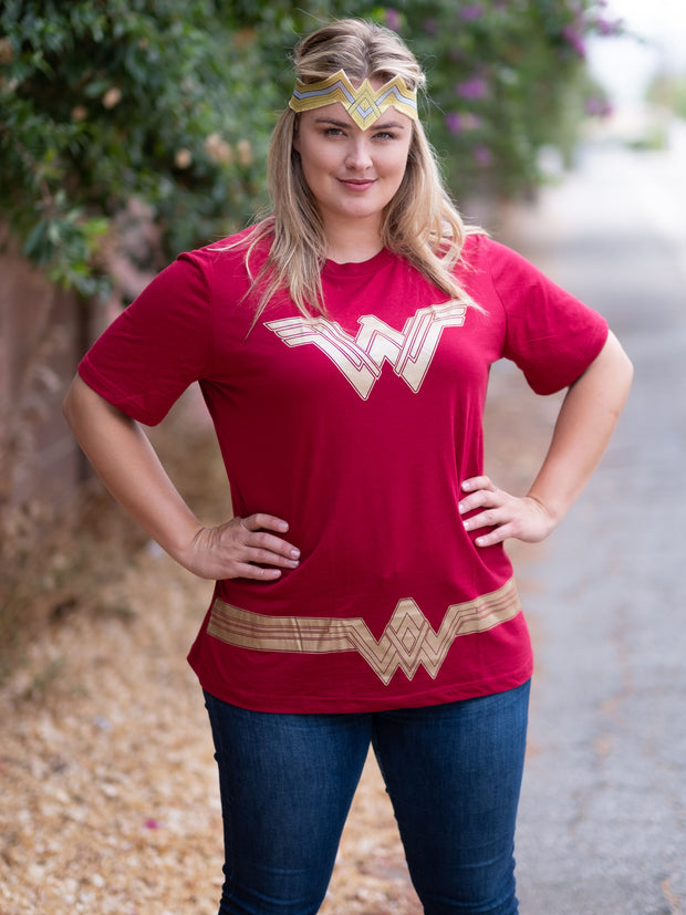 Women's Plus Size Wonder Woman T-Shirt Red Gold DC Comics Costume Tee