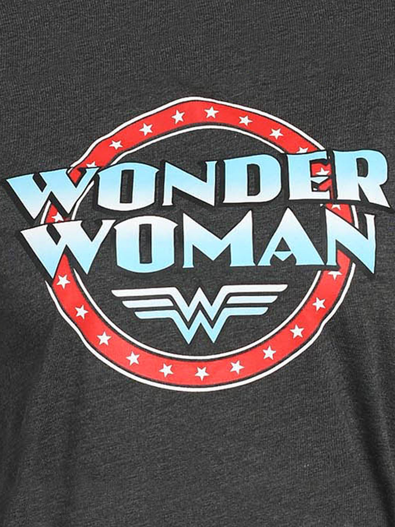 Womens Plus Size Wonder Woman Logo Charcoal Short Sleeve T-Shirt