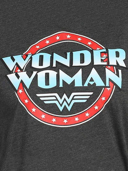 Womens Plus Size Wonder Woman Logo Charcoal Short Sleeve T-Shirt