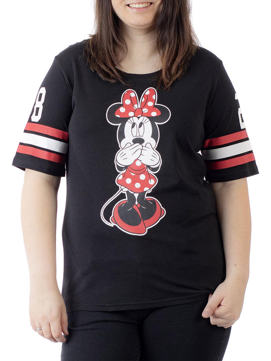 Juniors Plus Size Minnie Mouse Athletic T-Shirt Black Front & Back Design