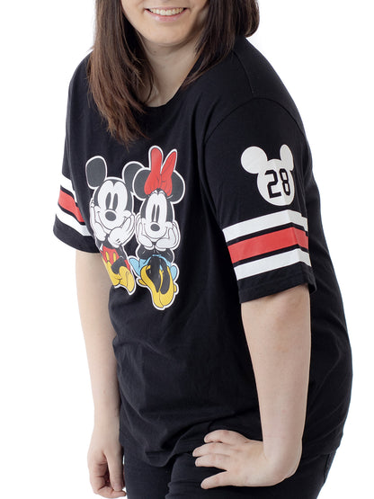 Disney Juniors Plus Size Mickey Minnie Mouse Athletic T-Shirt Front Back Size 1X