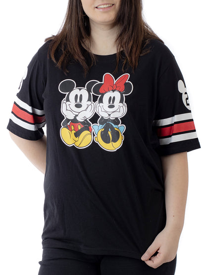 Disney Juniors Plus Size Mickey Minnie Mouse Athletic T-Shirt Front Back Size 1X