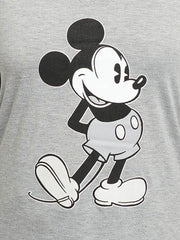 Women's Mickey Mouse V-Neck T-Shirt (Size 1X) Classic Retro Heather Gray