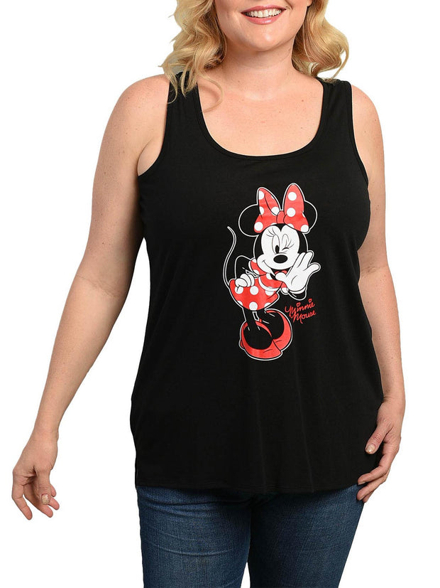 Women Plus Size Minnie Mouse Tank Top Shirt Black