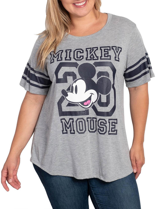 Juniors Plus Size Mickey Mouse Athletic T-Shirt Gray (Size 1X Only)
