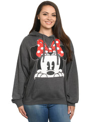 Women's Plus Size Minnie Mouse Pullover Hoodie Sweatshirt Charcoal Red Disney