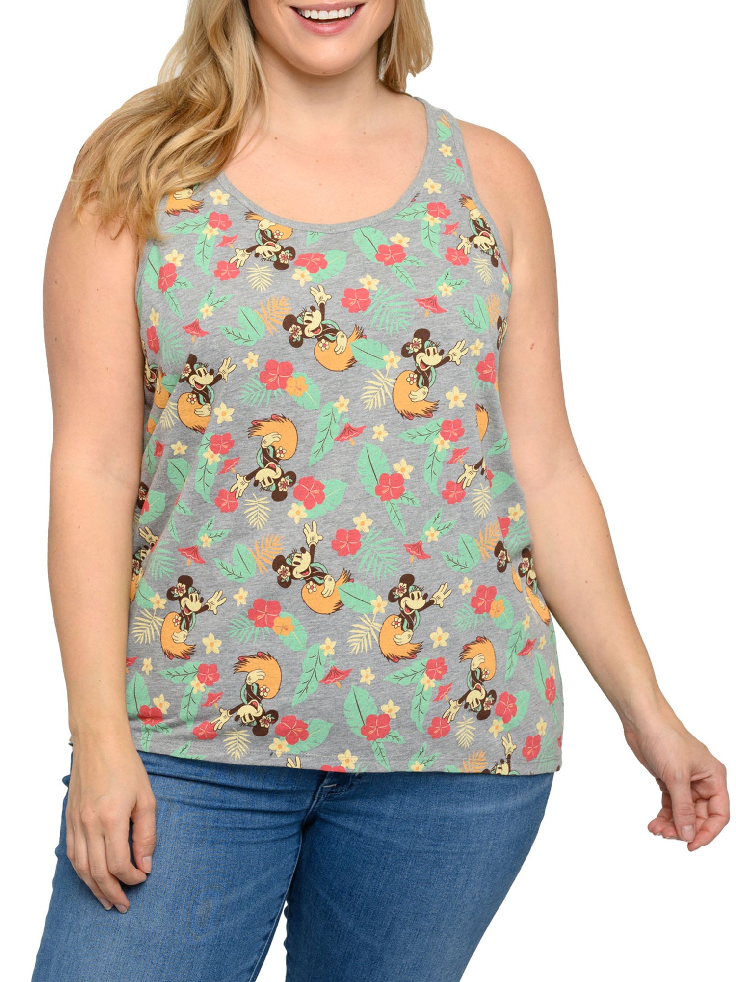 Disney Women’s Plus Size Minnie Mouse Tropical Hula Hawaiian Tank Top – 4X Only