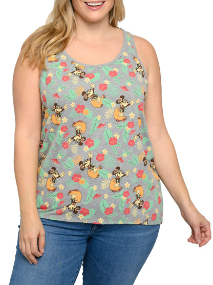 Disney Women’s Plus Size Minnie Mouse Tropical Hula Hawaiian Tank Top – 4X Only