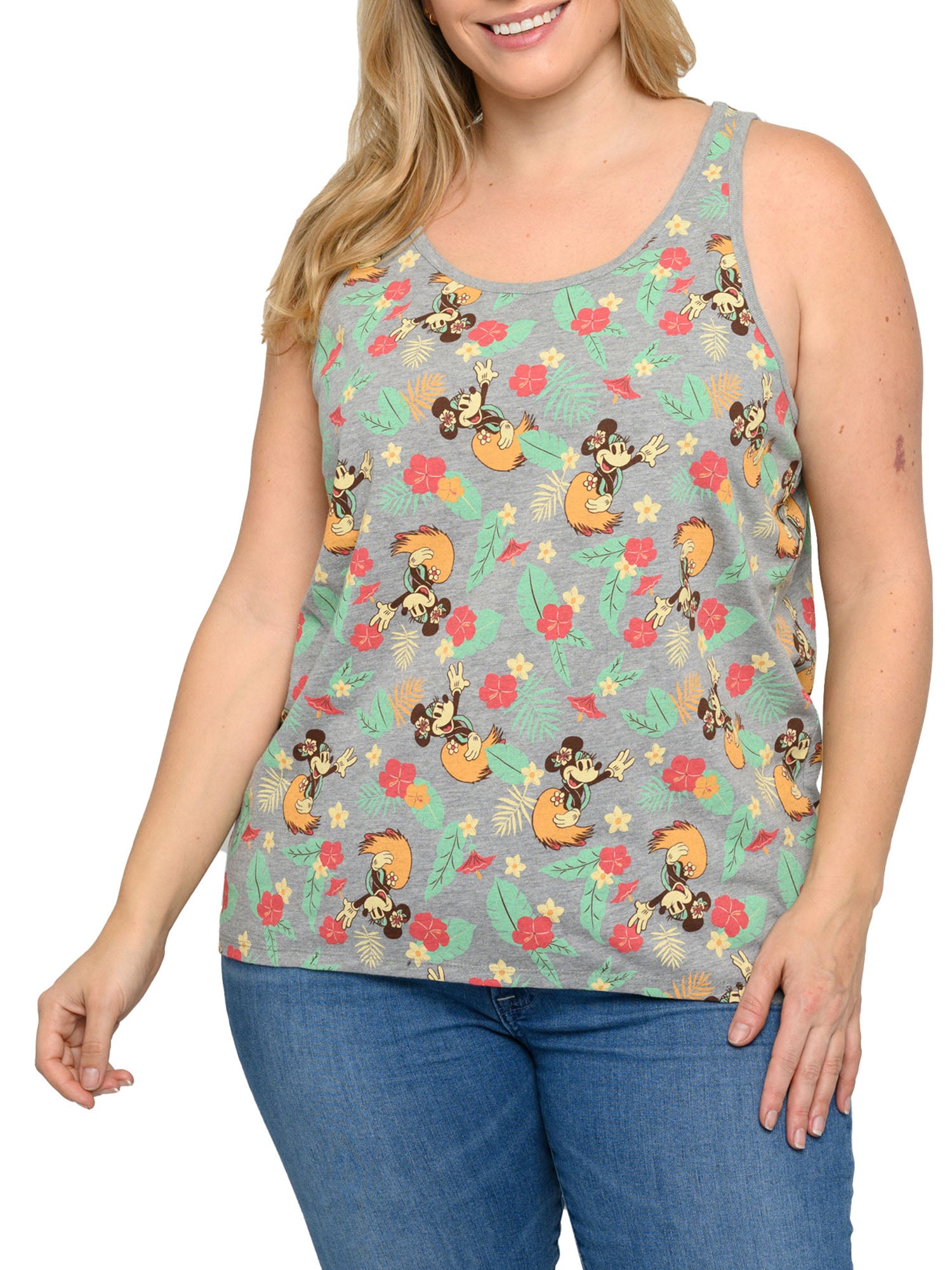 Disney Women’s Plus Size Minnie Mouse Tropical Hula Hawaiian Tank Top – 4X Only