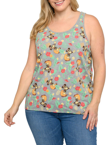 Disney Women’s Plus Size Minnie Mouse Tropical Hula Hawaiian Tank Top – 4X Only