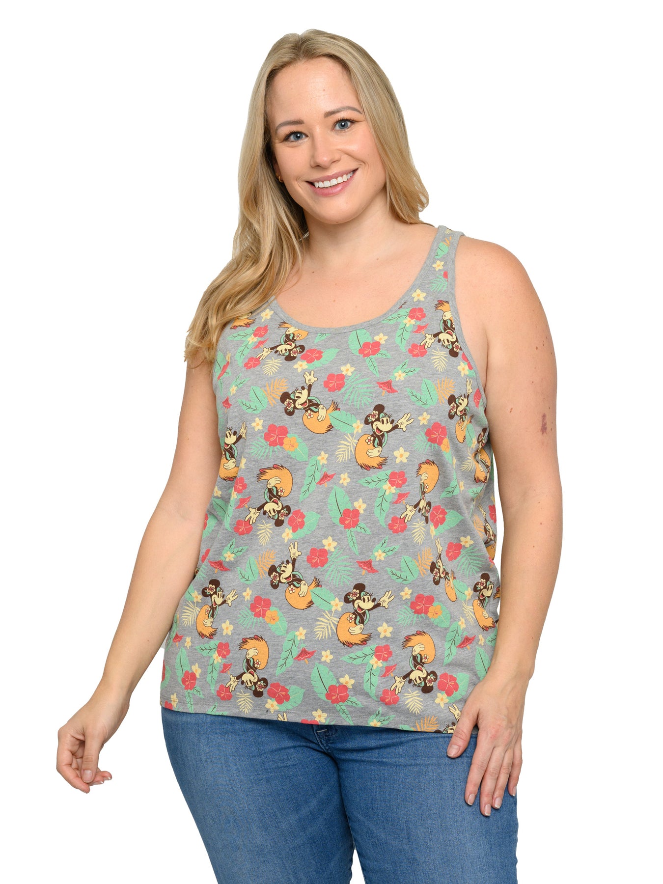 Disney Women's Plus Size Minnie Mouse Tank Top Tropical Hula Hawaiian –  Open and Clothing