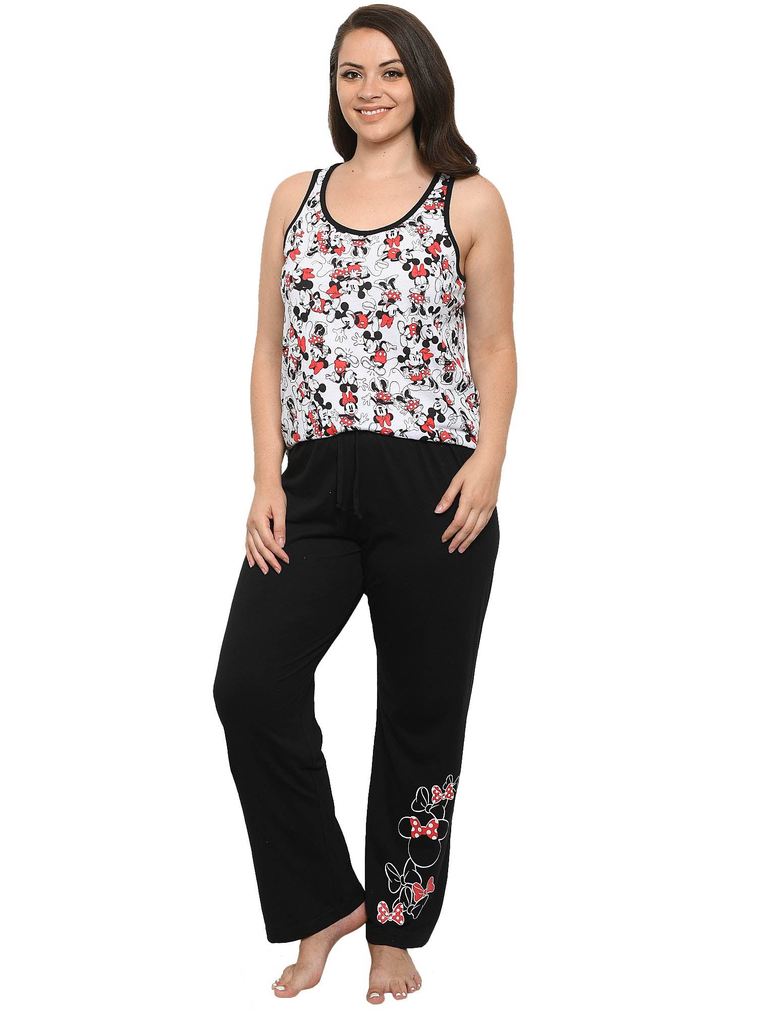 Disney Womens Plus Size Minnie Mouse All-Over Tank Top Pajama Lounge Wear Set