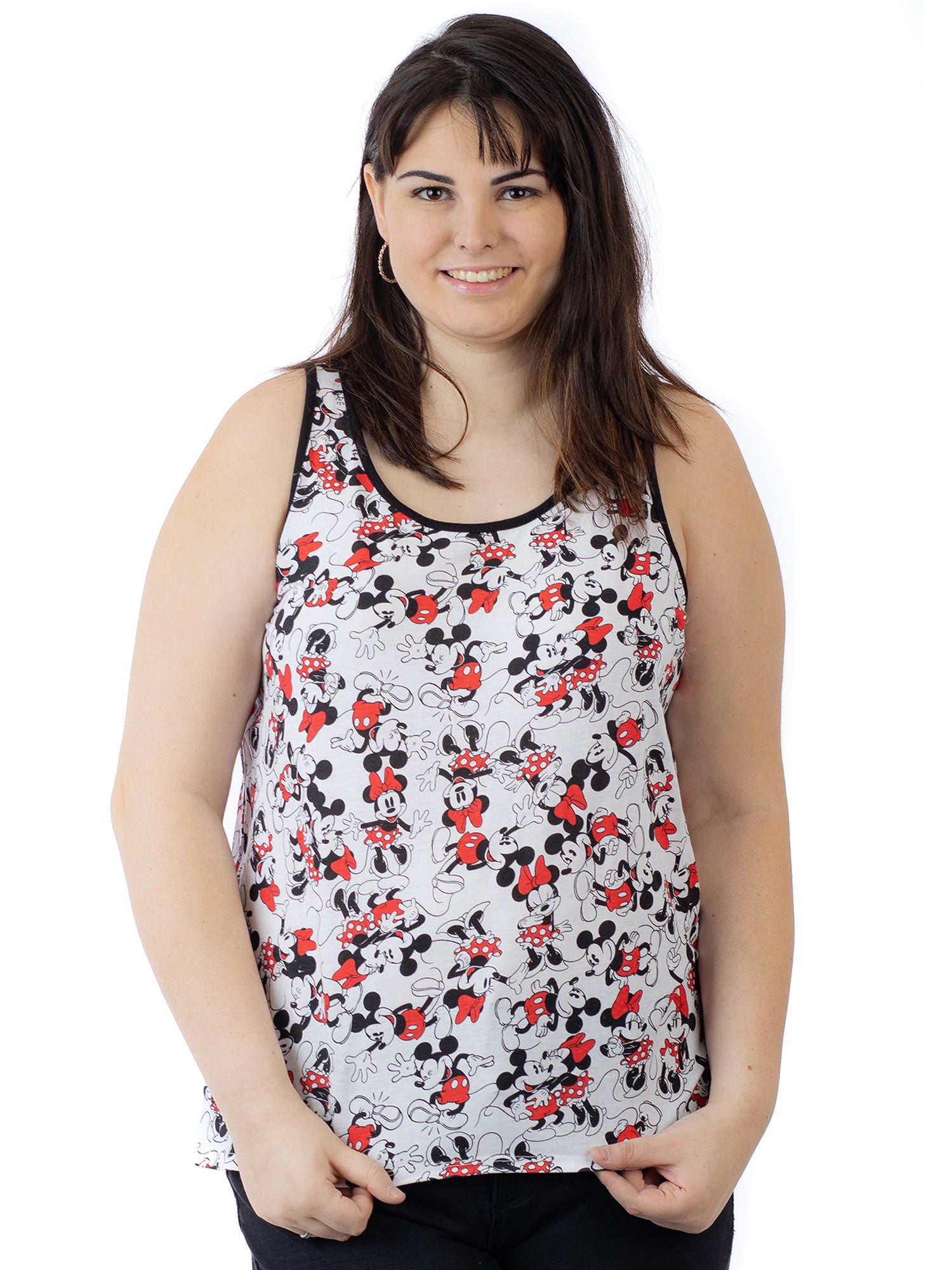 Women's Plus Size Minnie Mickey Mouse All-Over Print Tank Top Shirt